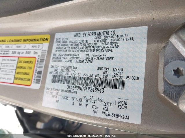 3FA6P0HD4FR248943 Ford FUSION SE