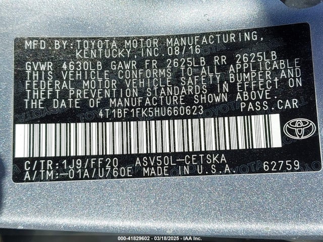 4T1BF1FK5HU660623 Toyota CAMRY SE