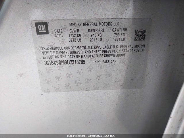 1G1BC5SM9H7218785 Chevrolet Cruze Ls Auto