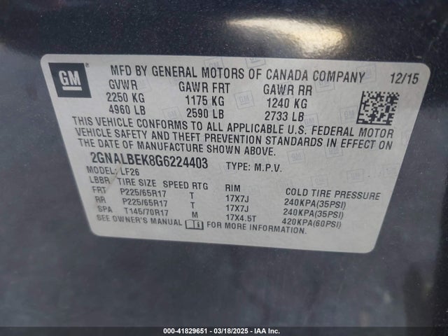 2GNALBEK8G6224403 Chevrolet EQUINOX LS
