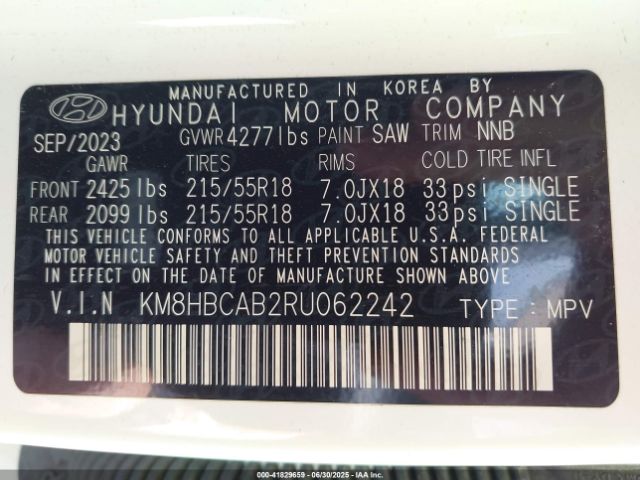 2024 HYUNDAI KONA KM8HBCAB2RU062242 Photo 8