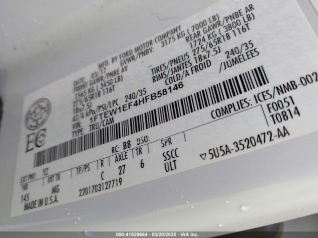 1FTEW1EF4HFB58146 Ford F-150 Xlt
