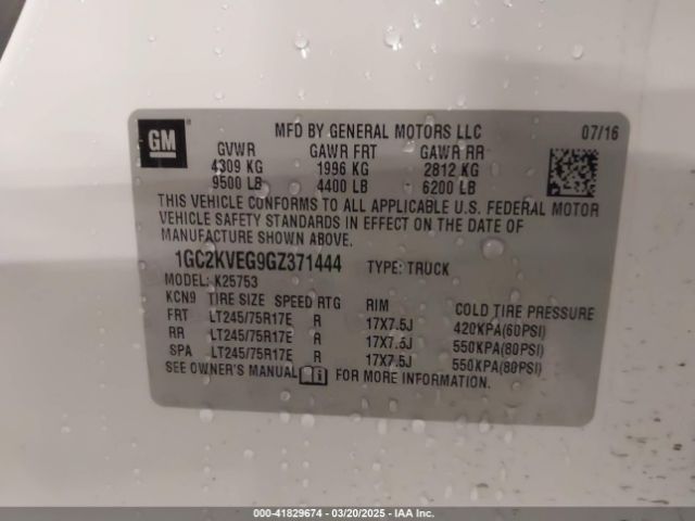 1GC2KVEG9GZ371444 Chevrolet Silverado 2500hd Lt