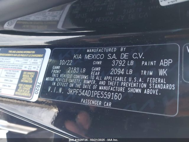 3KPF54AD1PE559160 KIA Forte Gt-line