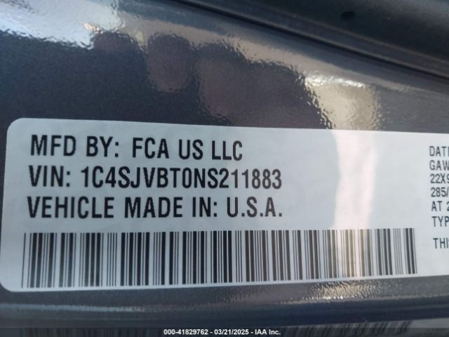 1C4SJVBT0NS211883 Jeep Wagoneer Series Ii 4x4