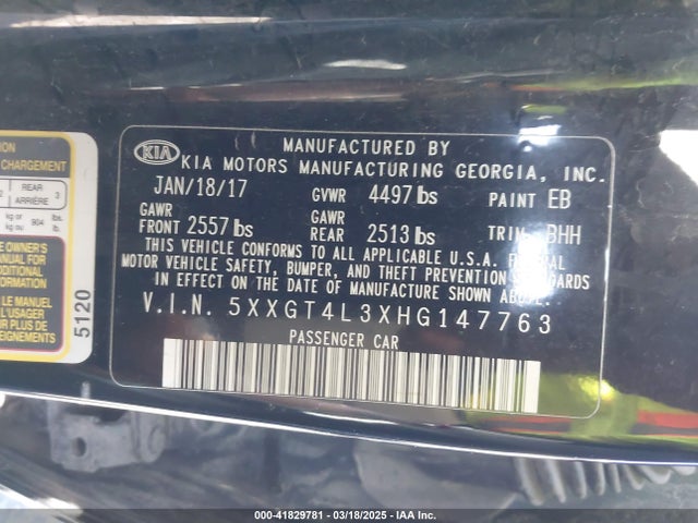 5XXGT4L3XHG147763 KIA Optima Lx