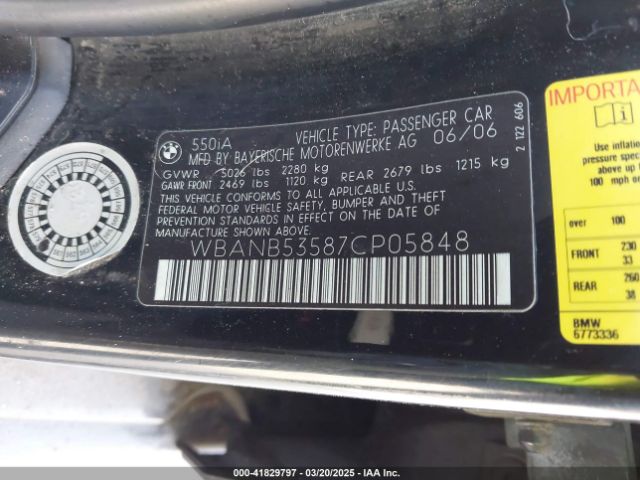 2007 BMW 550I WBANB53587CP05848 Photo 8