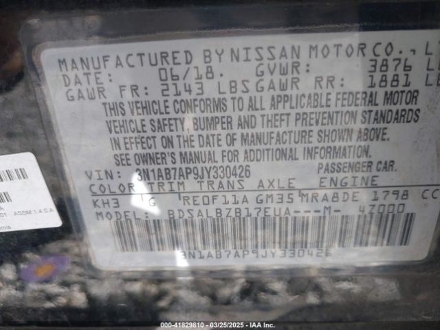 3N1AB7AP9JY330426 Nissan SENTRA S