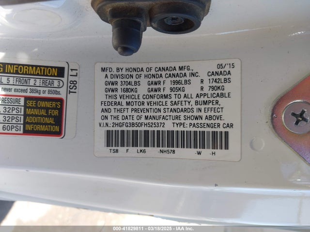 2HGFG3B50FH525372 Honda Civic Lx
