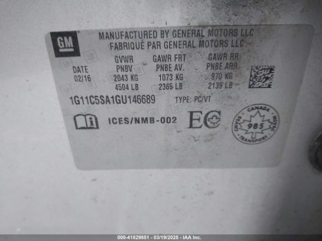1G11C5SA1GU146689 Chevrolet Malibu Limited Lt