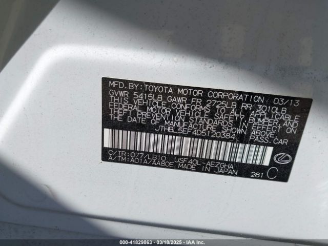 2013 LEXUS LS 460 JTHBL5EF4D5120384 Photo 8
