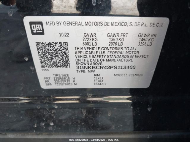 3GNKBCR43PS113400 Chevrolet Blazer Fwd 2lt
