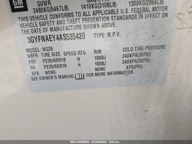 2010 CADILLAC SRX 3GYFNAEY4AS535420 Photo 8