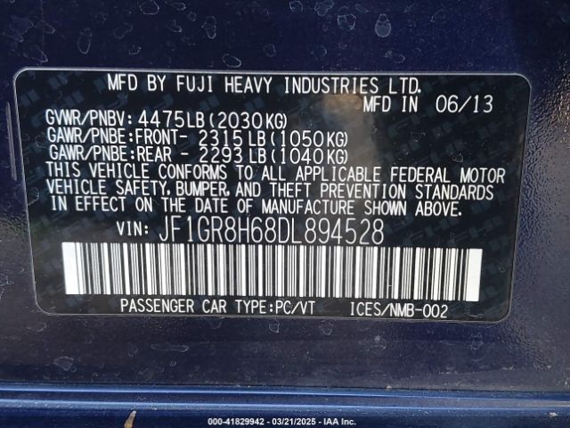 2013 SUBARU IMPREZA WRX JF1GR8H68DL894528 Photo 8