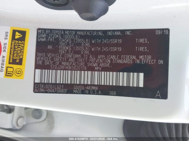 5TDJZRFH0KS620178 Toyota Highlander Se