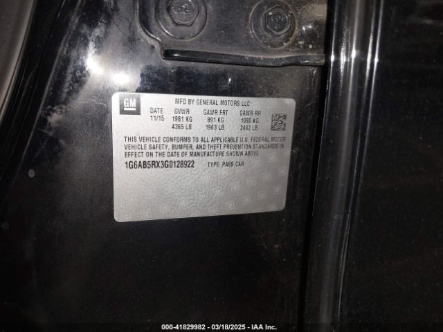 1G6AB5RX3G0128922 Cadillac Ats Luxury Collection