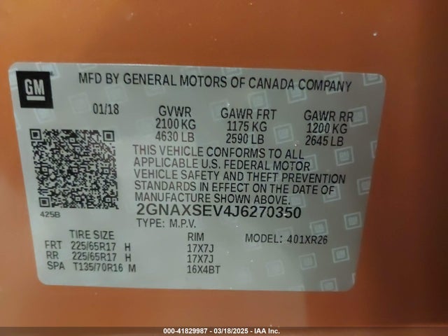 Chevrolet EQUINOX LT 2018 2GNAXSEV4J6270350 Image 9