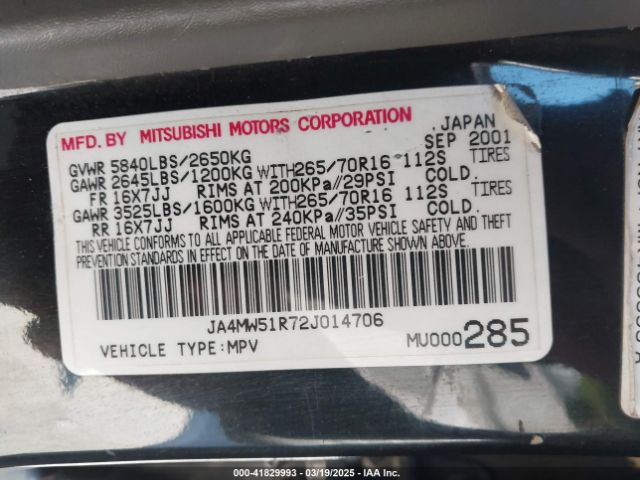 2002 MITSUBISHI MONTERO JA4MW51R72J014706 Photo 8