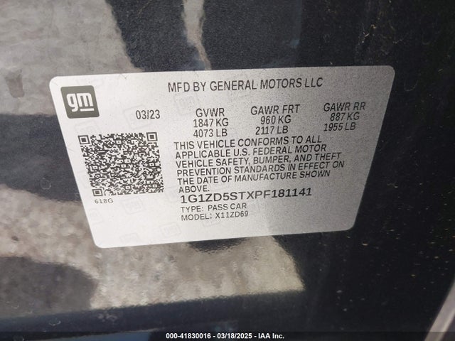 1G1ZD5STXPF181141 Chevrolet Malibu Fwd 1lt