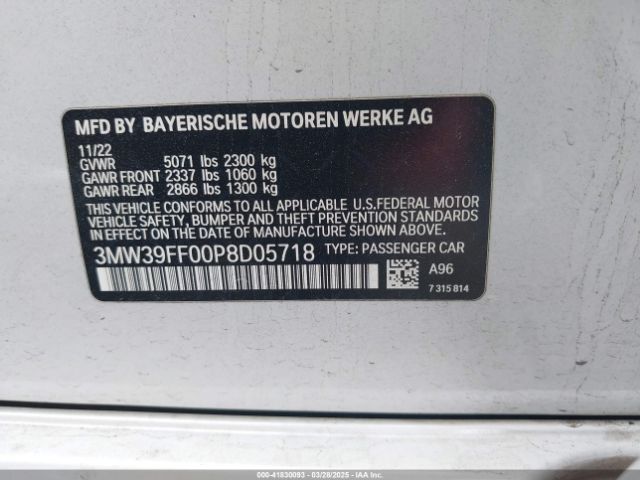 3MW39FF00P8D05718 BMW 3 Series 330e