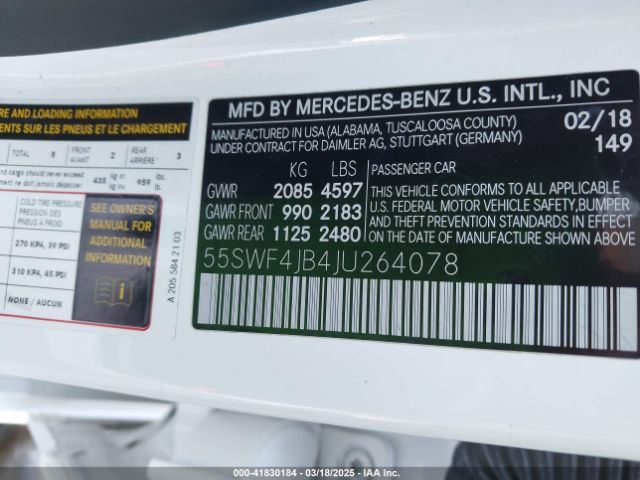 55SWF4JB4JU264078 Mercedes-Benz C 300