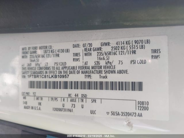 1FTBR1C81LKB10957 Ford Transit-250