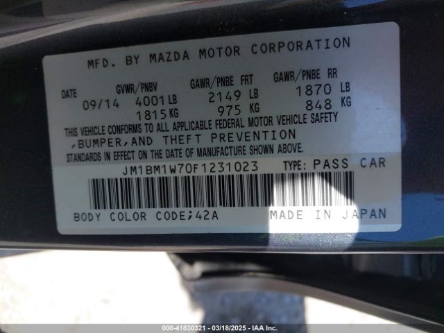 JM1BM1W70F1231023 Mazda Mazda3 I Grand Touring