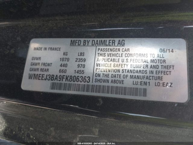 WMEEJ3BA9FK806363 Smart Fortwo Passion/pure