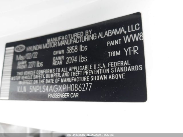5NPLS4AGXPH086277 Hyundai ELANTRA SEL