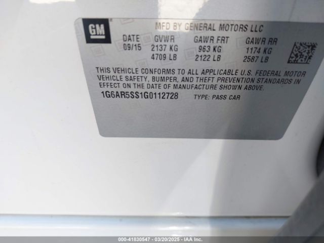 1G6AR5SS1G0112728 Cadillac Cts Luxury Collection