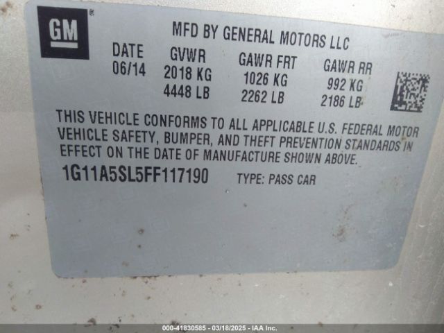 1G11A5SL5FF117190 Chevrolet Malibu 1fl