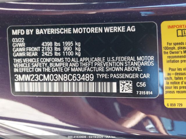 2022 BMW 230 3MW23CM03N8C63489 Photo 8
