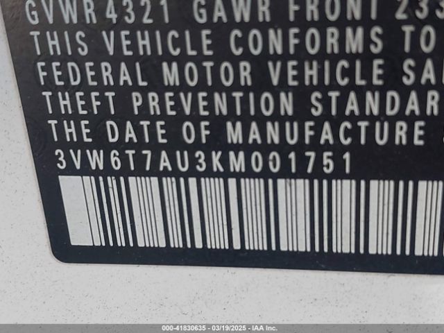 2019 VOLKSWAGEN GOLF GTI 3VW6T7AU3KM001751 Photo 8