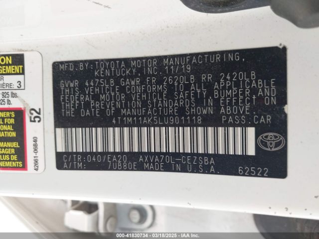 4T1M11AK5LU901118 Toyota CAMRY SE