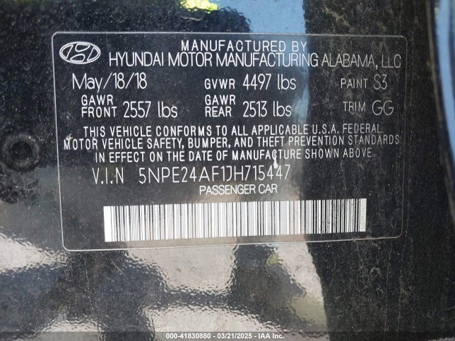5NPE24AF1JH715447 Hyundai SONATA SE