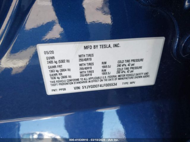 5YJYGDEF4LF005534 Tesla Model Y Long Range Dual Motor All-wheel Drive/performance Dual Motor All-wheel Drive