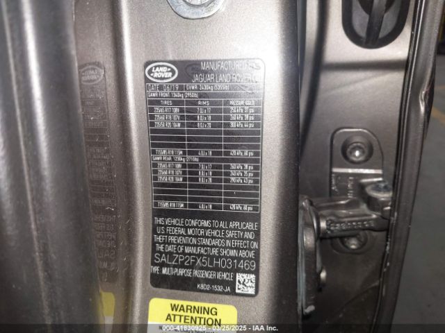 SALZP2FX5LH031469 Land Rover Range Rover Evoque Se