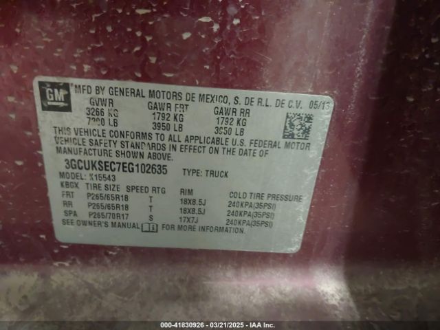 3GCUKSEC7EG102635 Chevrolet Silverado 1500 2lz