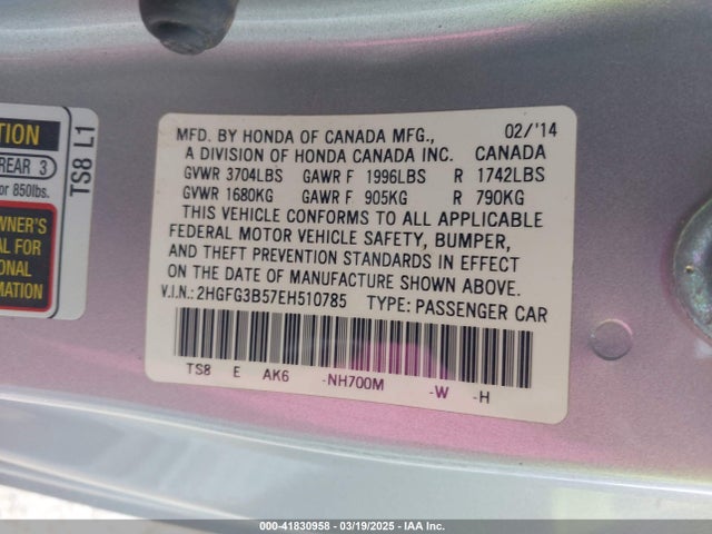 2HGFG3B57EH510785 Honda Civic Lx