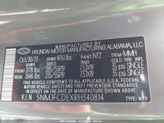5NMJFCDEXRH340814 Hyundai TUCSON SEL