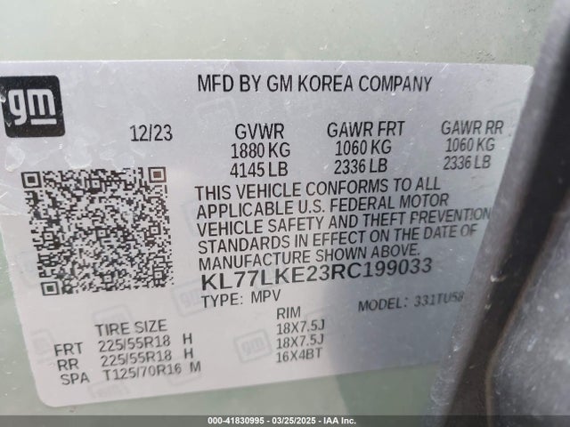KL77LKE23RC199033 Chevrolet Trax Fwd Activ