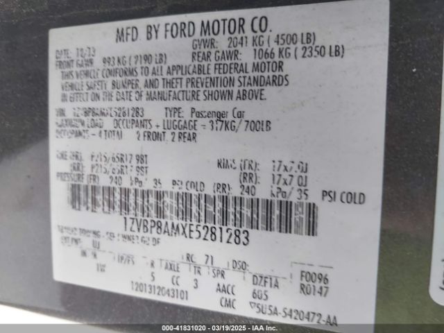 1ZVBP8AMXE5281283 Ford Mustang V6