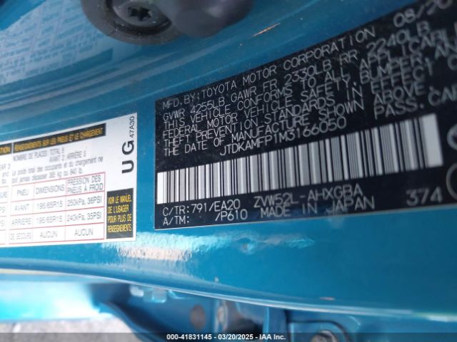 JTDKAMFP1M3166050 Toyota Prius Prime Limited