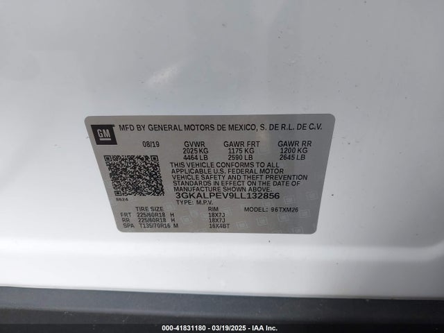 3GKALPEV9LL132856 GMC Terrain Fwd Slt