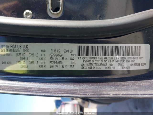 1C6RR6TT0GS394868 RAM 1500 Lone Star