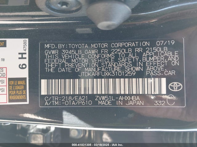 Toyota Prius Limited 2019 JTDKARFUXK3101259 Image 9