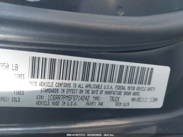 1C6RR7PM5FS714242 RAM 1500 Laramie Limited