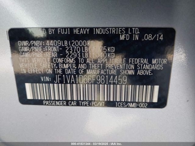 JF1VA1D66F9814459 Subaru Wrx Premium