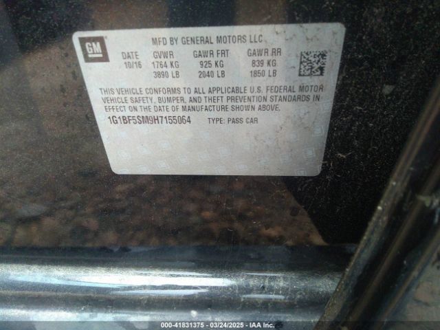 1G1BF5SM9H7155064 Chevrolet Cruze Premier Auto