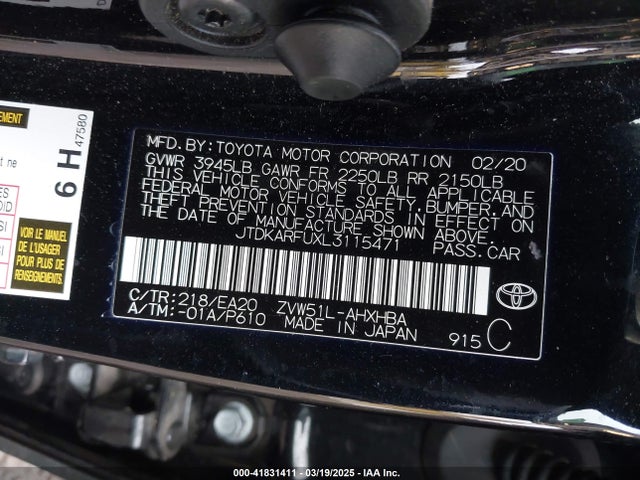 JTDKARFUXL3115471 Toyota PRIUS XLE